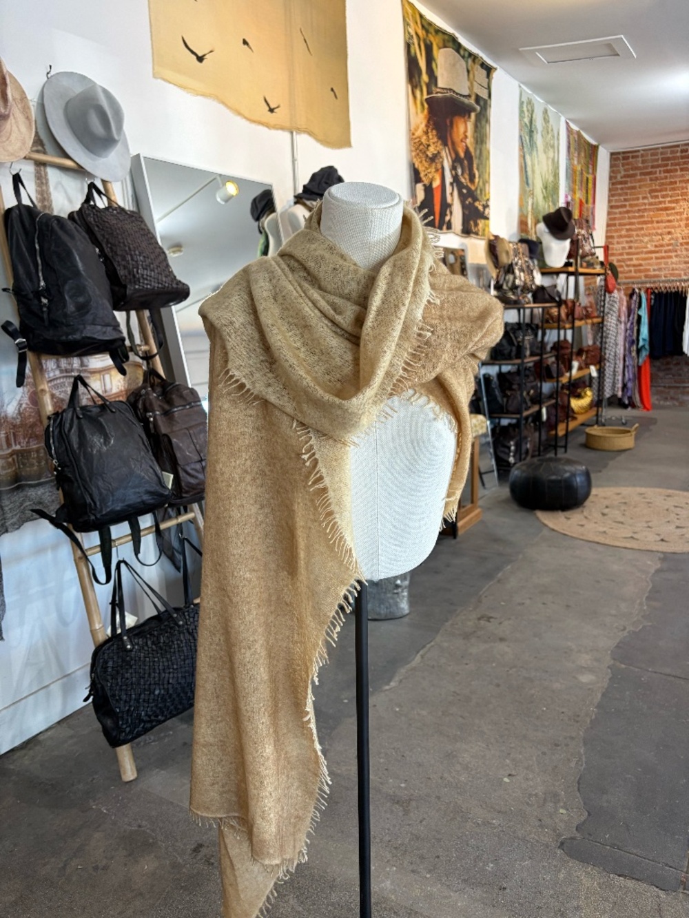 Parkerblue Cashmere Beige Felted Scarf (Reversible)